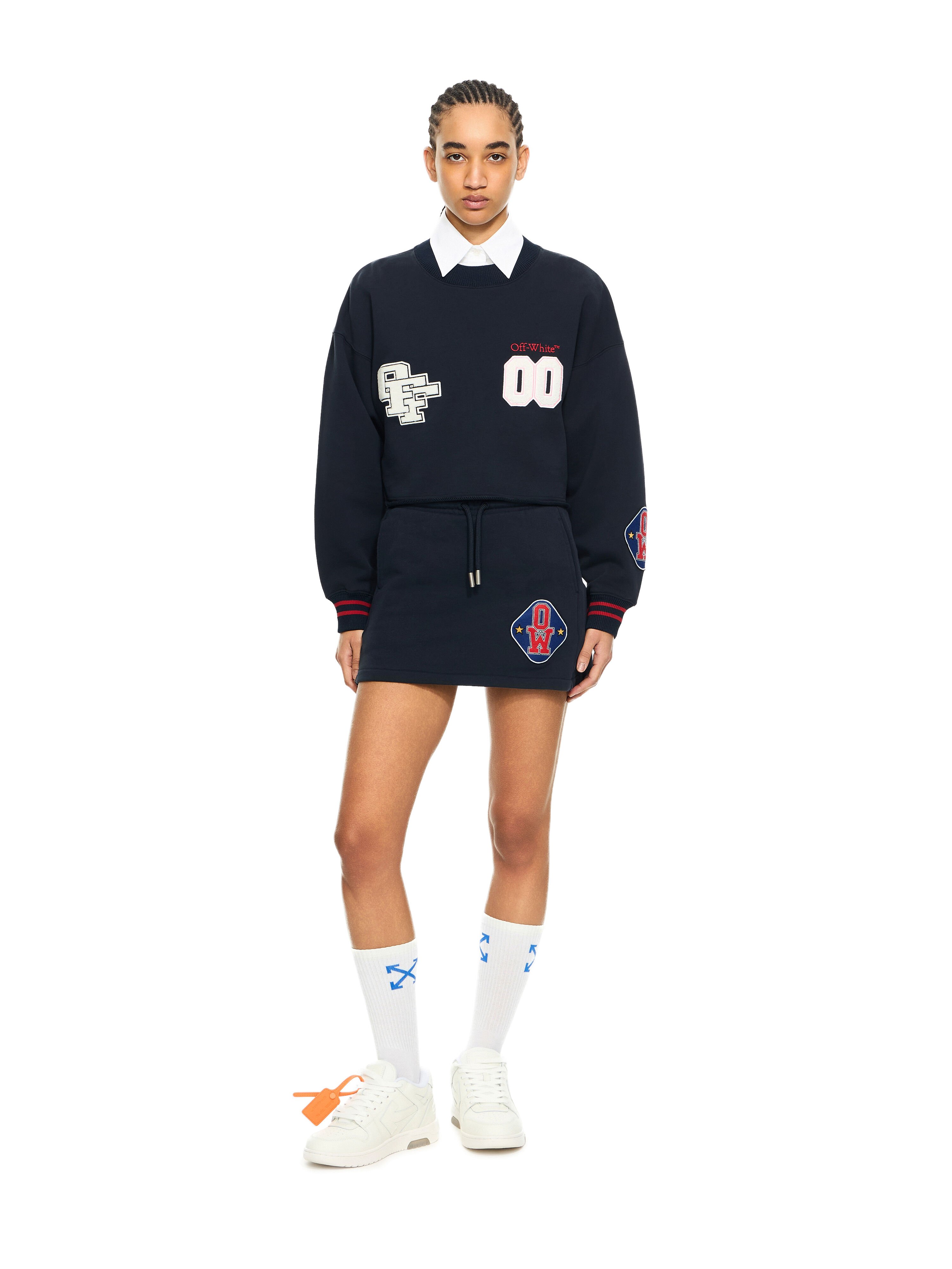 OFF WHITE Royal Patch Crop Crew Night Sky-Haute Red 2BA07ES26FLE001