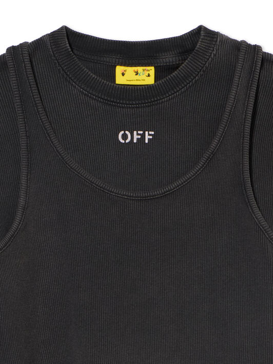 OFF WHITE Off Stamp Acid Wash Rib Top DARK GREY - WHITE OGAB00BF25JER001