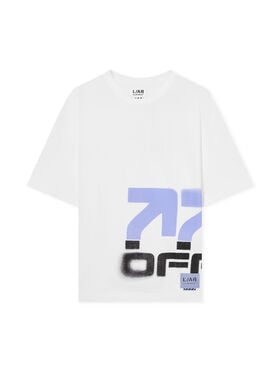 LAB L/AB Off Stacked T-Shirt WHITE 44LABF26T078