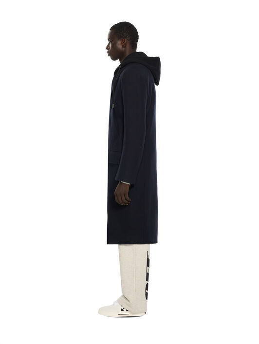 OFF WHITE Wool Varsity Hooded Double-Breasted Coat BLUE GRAPHITE 44MER09UF26F001