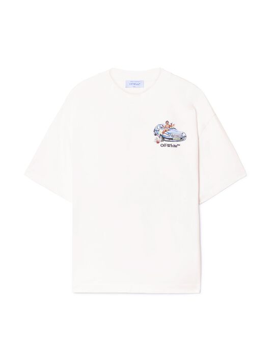 OFF WHITE Weißes T-Shirt mit Fresken-Pfeil-Motiv WEISS OMAA120S25JER003