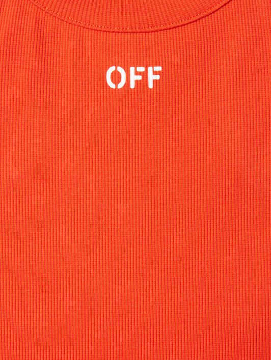 OFF WHITE Stamp Ribbed Tank ORANGE OGAD009S25JER001