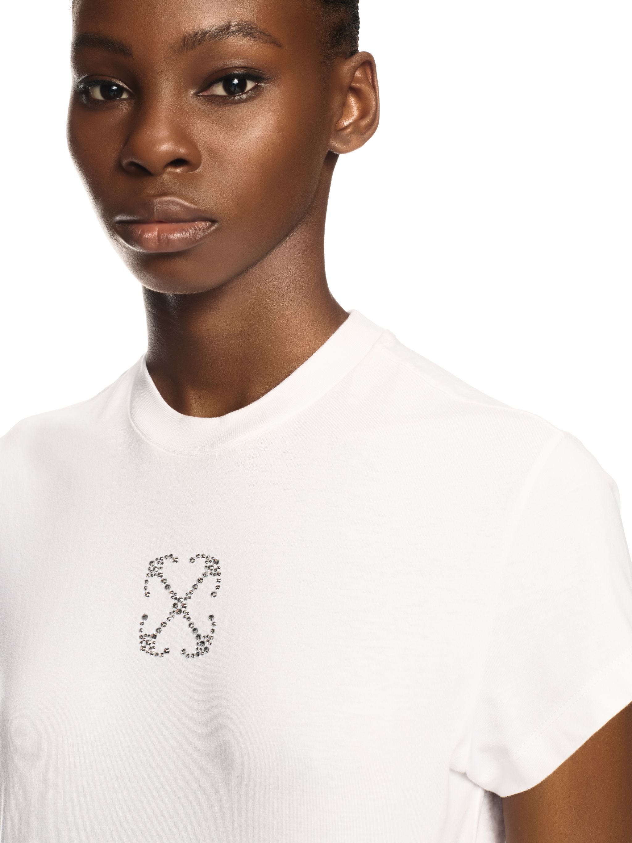 OFF WHITE Jewel Mini Arrow Fitted Tee White - Silver WHITE OWAA112S25JER002