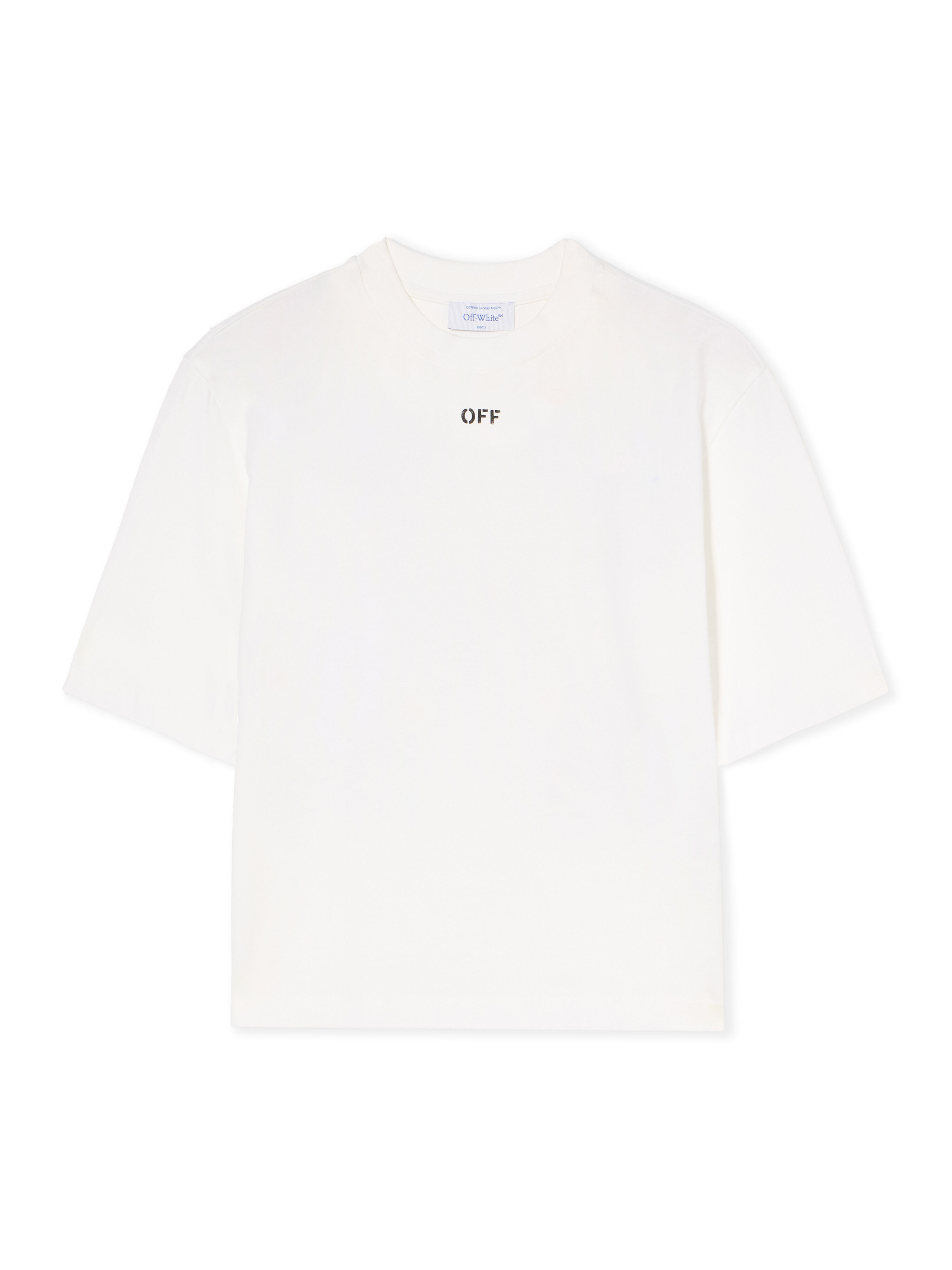 OFF WHITE Embroidered Flowers Boxy Logo Tee WHITE - BLACK OWAA124F25JER001