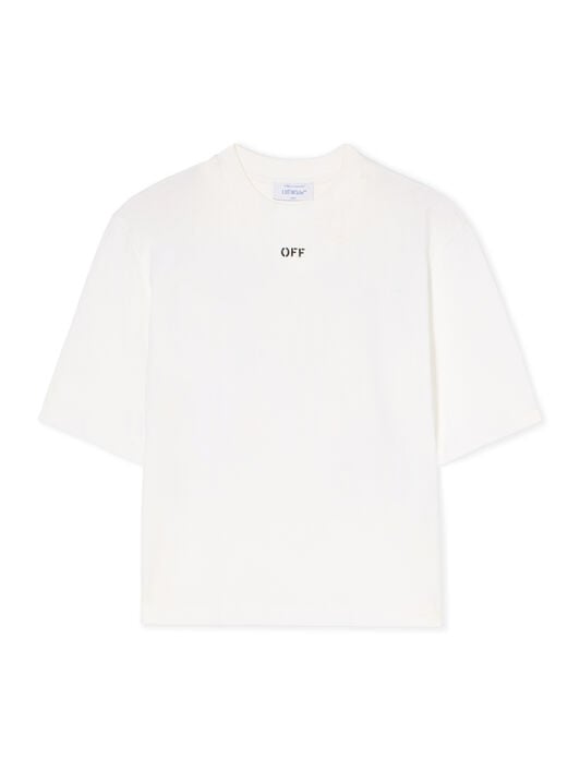 Embroidered Flowers Boxy Logo Tee OFF WHITE Embroidered Flowers Boxy Logo Tee WHITE - BLACK OWAA124F25JER001