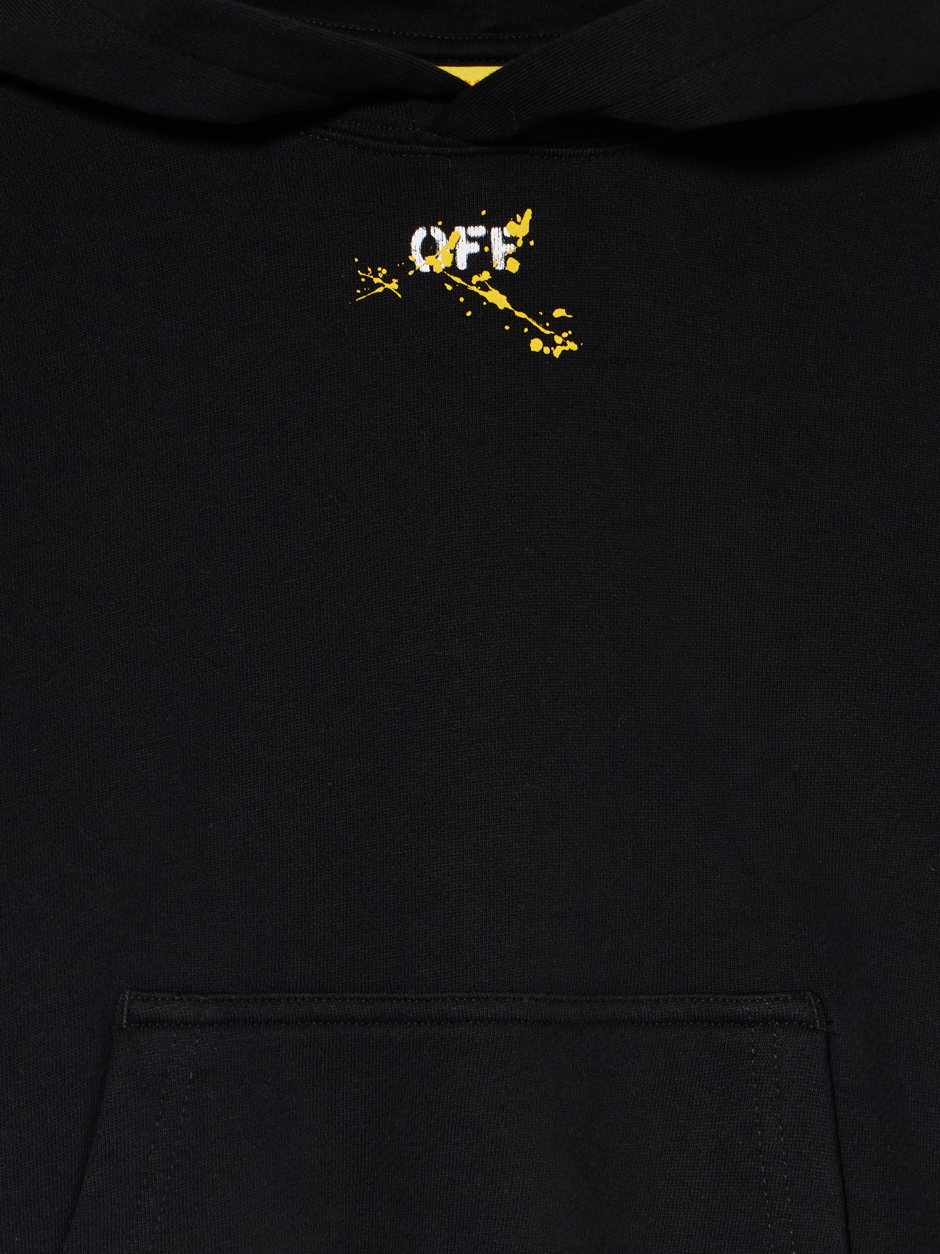 OFF WHITE Diagonal Splat Logo Hoodie BLACK - YELLOW OBBB001F25FLE005