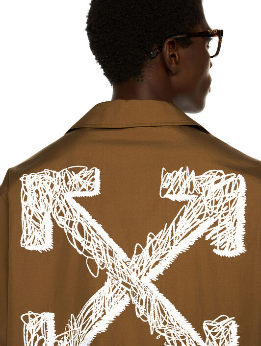 OFF WHITE Scribble Arrow Poplin Shirt BEECH - WHITE OMGG01FF25FAB004