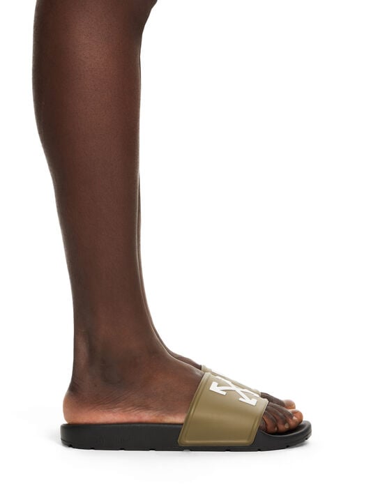 OFF WHITE Arrow Slider BLACK - OLIVE GREEN OMIU003S26MAT001