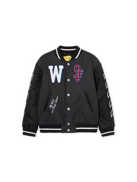 OFF WHITE Terry Patch Varsity Jacket DARK GREY - RED OBEH001F25FAB001