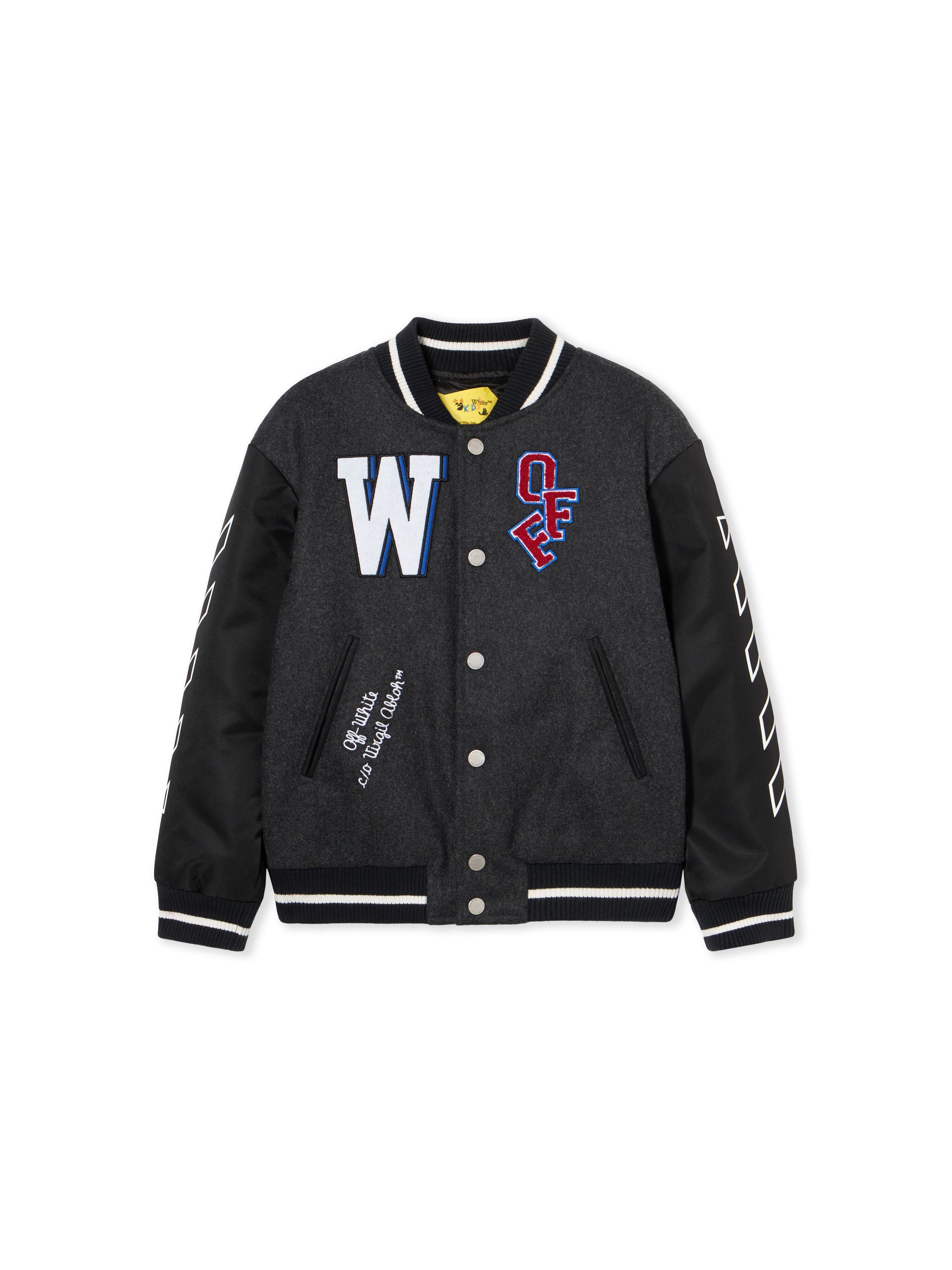 OFF WHITE Terry Patch Varsity Jacket DARK GREY - RED OBEH001F25FAB001