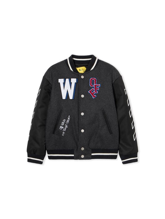 Terry Patch Varsity Jacket OFF WHITE Terry Patch Varsity Jacket DARK GREY - RED OBEH001F25FAB001