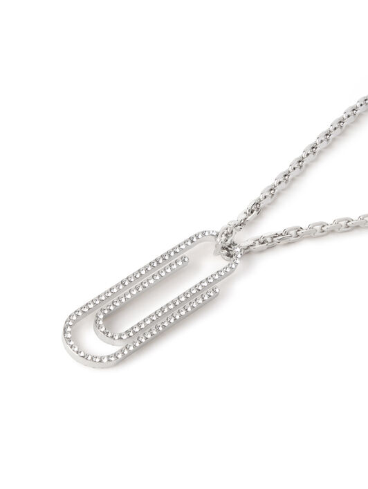 OFF WHITE Paperclip Strass Necklace SILVER - SILVER OWOB146S26MET001
