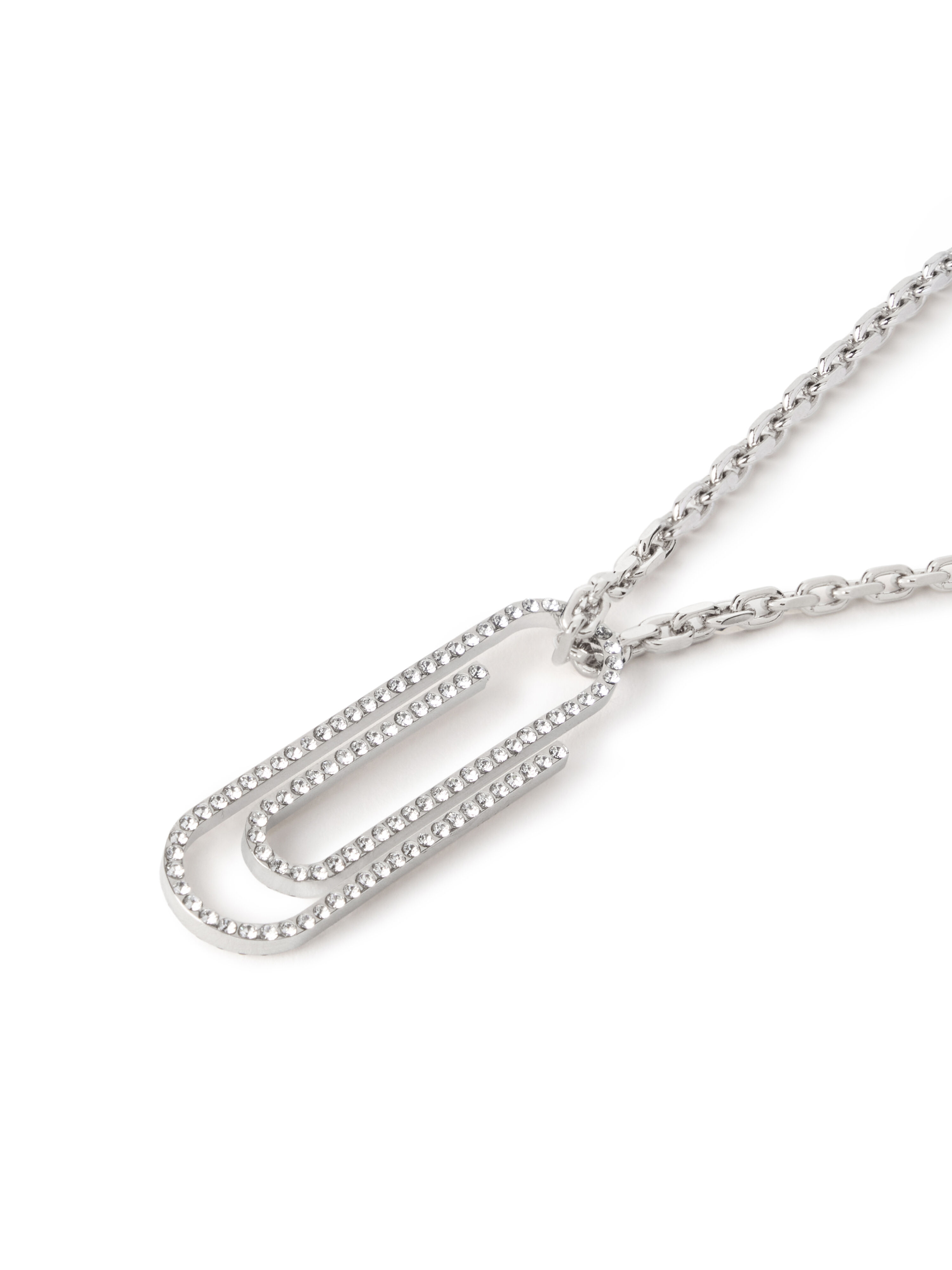 OFF WHITE Paperclip Strass Necklace SILVER - SILVER OWOB146S26MET001