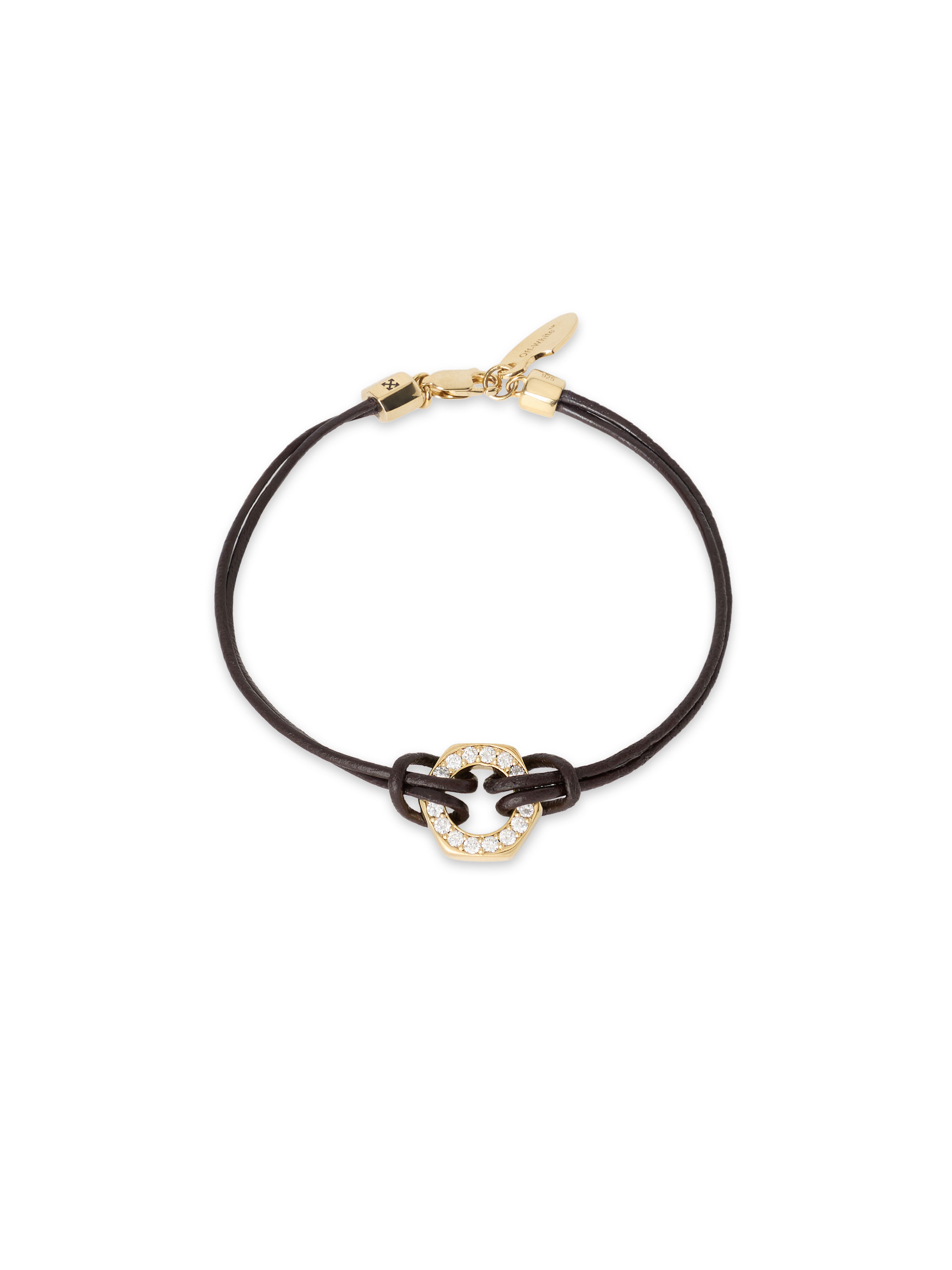 OFF WHITE Diamond Leather Cord Bracelet BLACK RHODIUM C07887