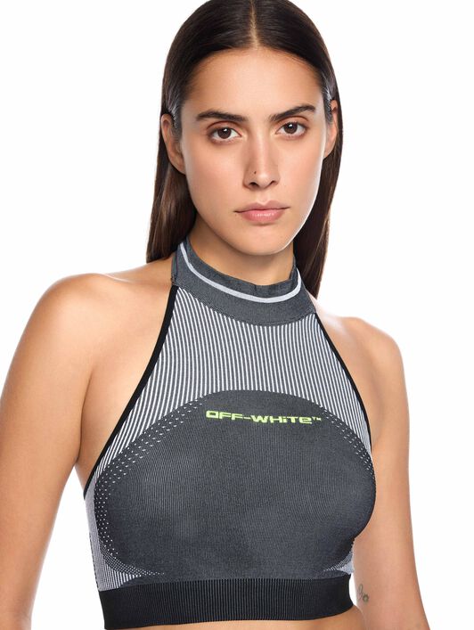 OFF WHITE Race Logo Arrow Seamless Top BLACK - LIME OWVO05HF25KNI001