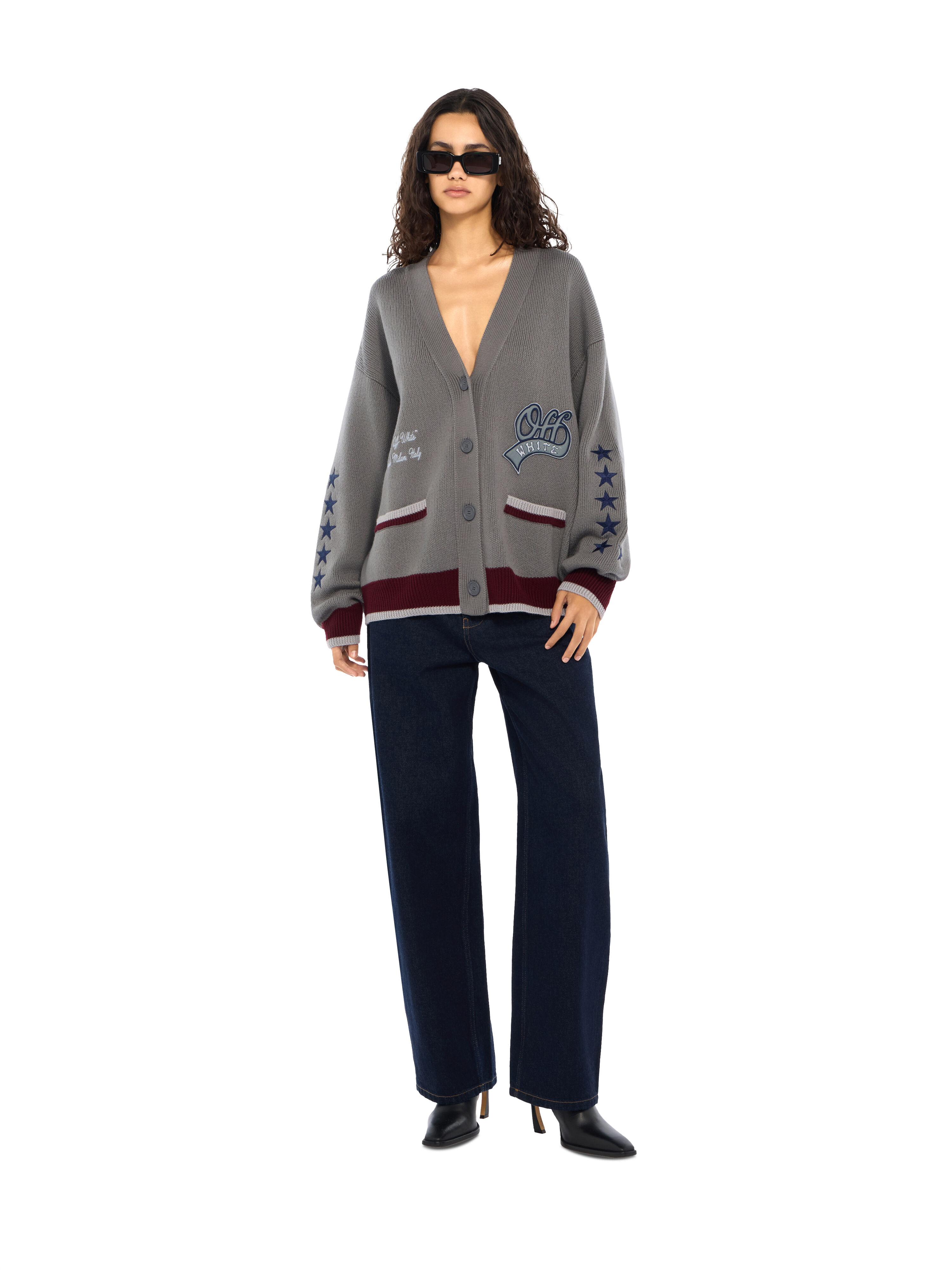 College Varsity Knit Cardigan OFF WHITE College Varsity Knit Cardigan Rosin Port Royal 2FE00536T
