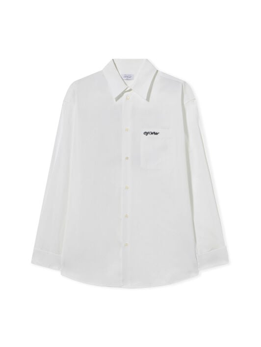 Weißes Popeline Oversize-Hemd OFF WHITE Weißes Popeline Oversize-Hemd WEISS OMGE004F24FAB001