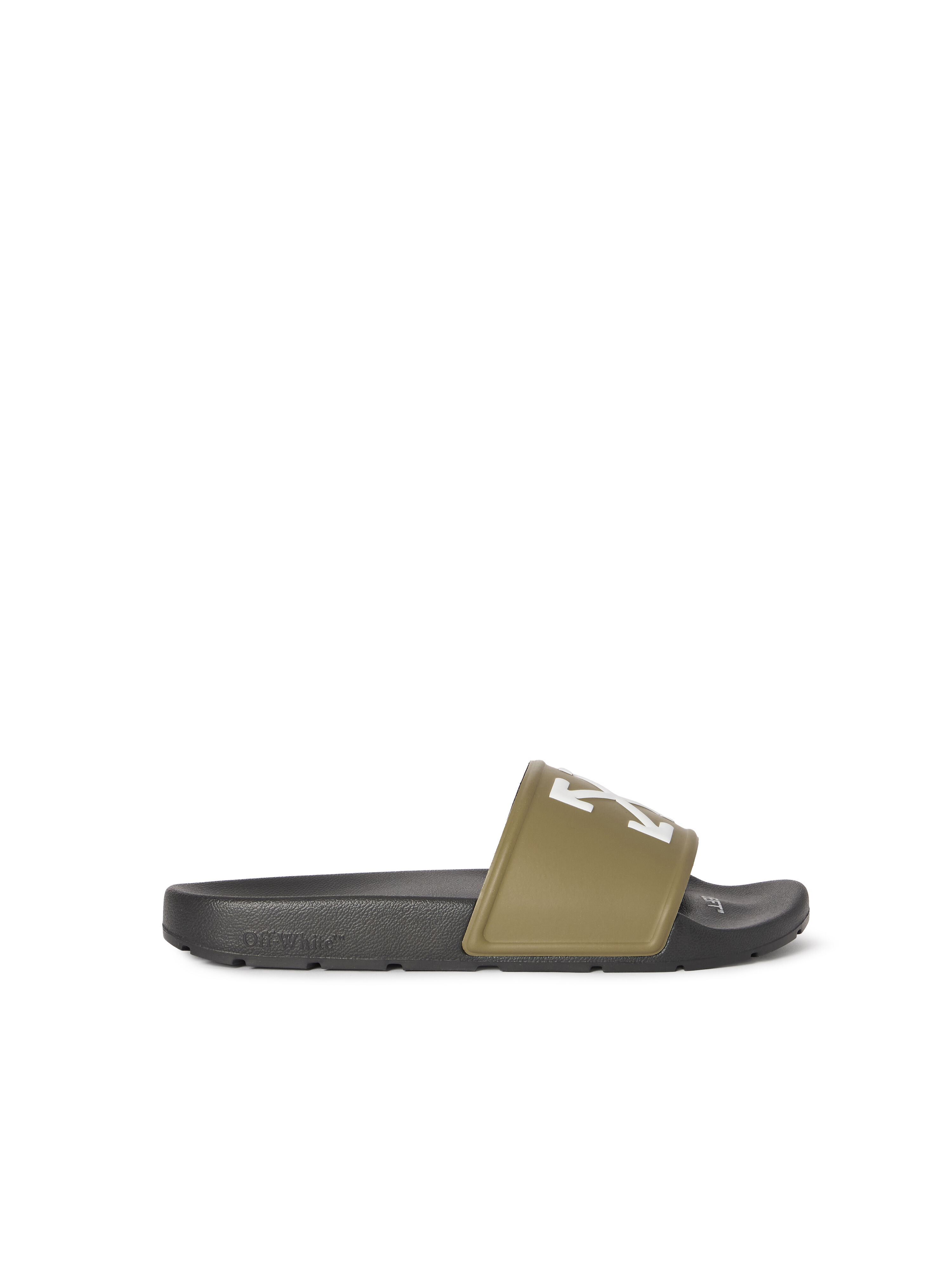 OFF WHITE Arrow Slider BLACK - OLIVE GREEN OMIU003S26MAT001