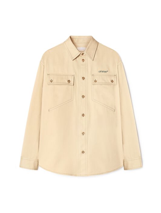 OFF WHITE Beige Stitch Military Overshirt  OMES017S25FAB001