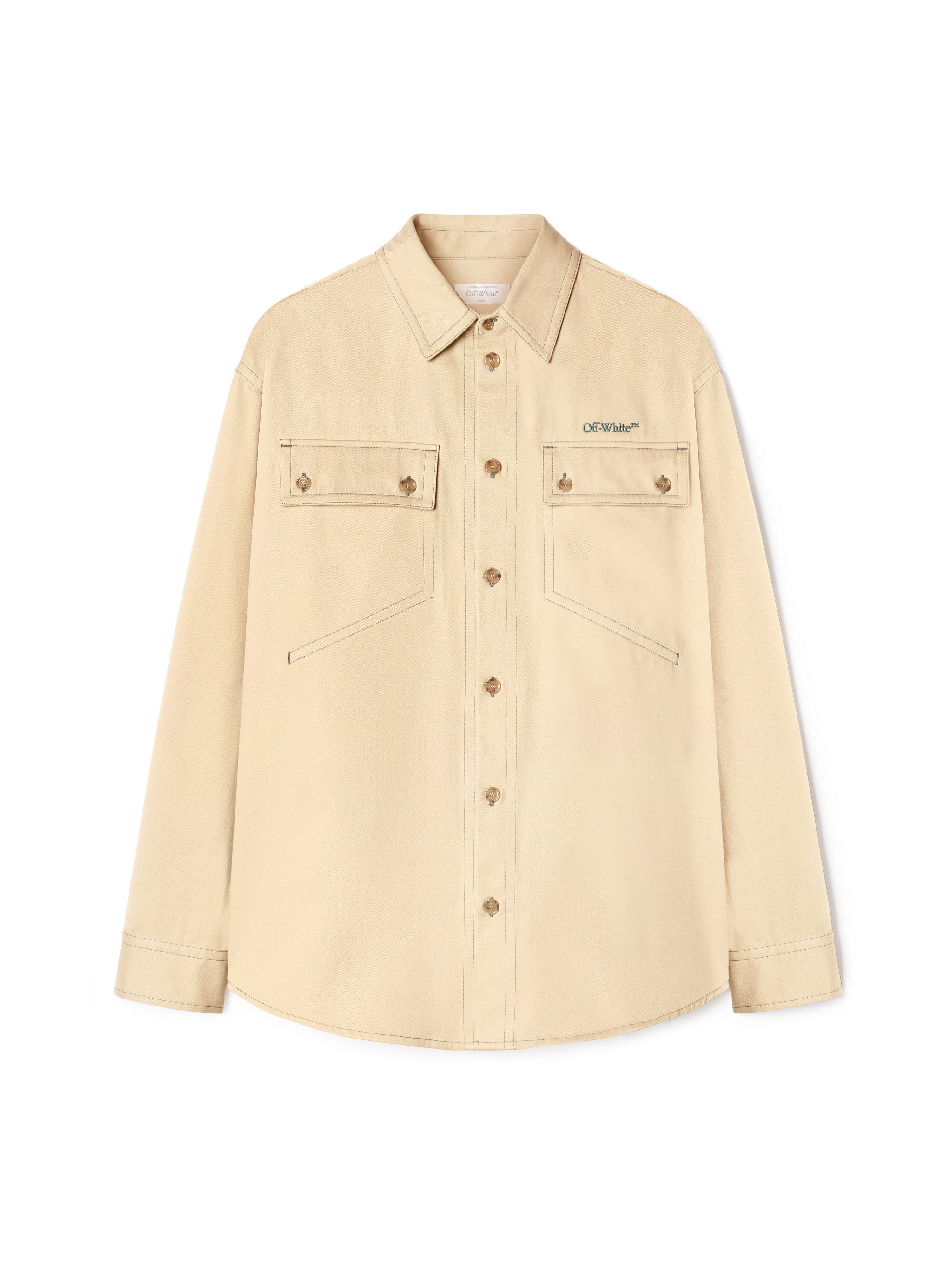 OFF WHITE Beige Stitch Military Overshirt  OMES017S25FAB001