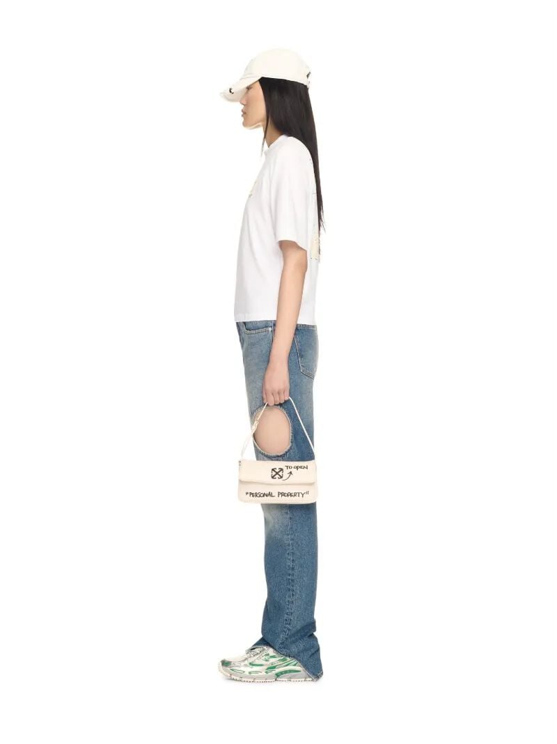 OFF WHITE White Jitney 0.7 Quote Shoulder Bag  OWNN18BC99LEA001