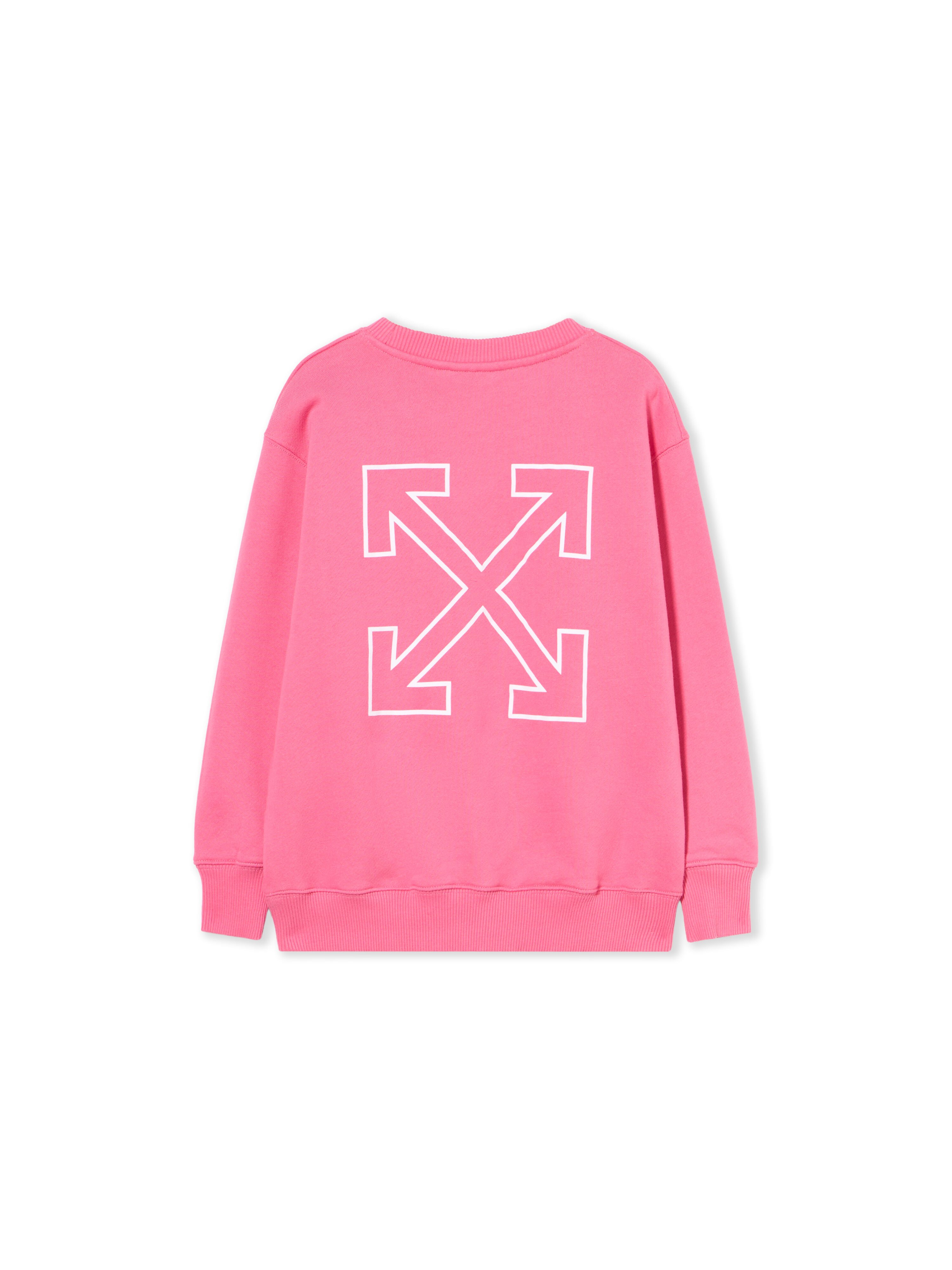 OFF WHITE Arrow Outline Flock Crew Logo Sweatshirt FUCHSIA - WHITE OGBA001F25FLE005