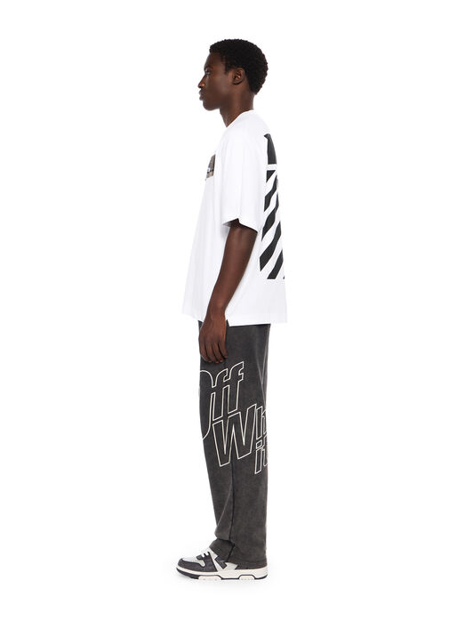 OFF WHITE Flannel Diagonal Skate Logo Tee WHITE - BLACK OMAA120F25JER00N