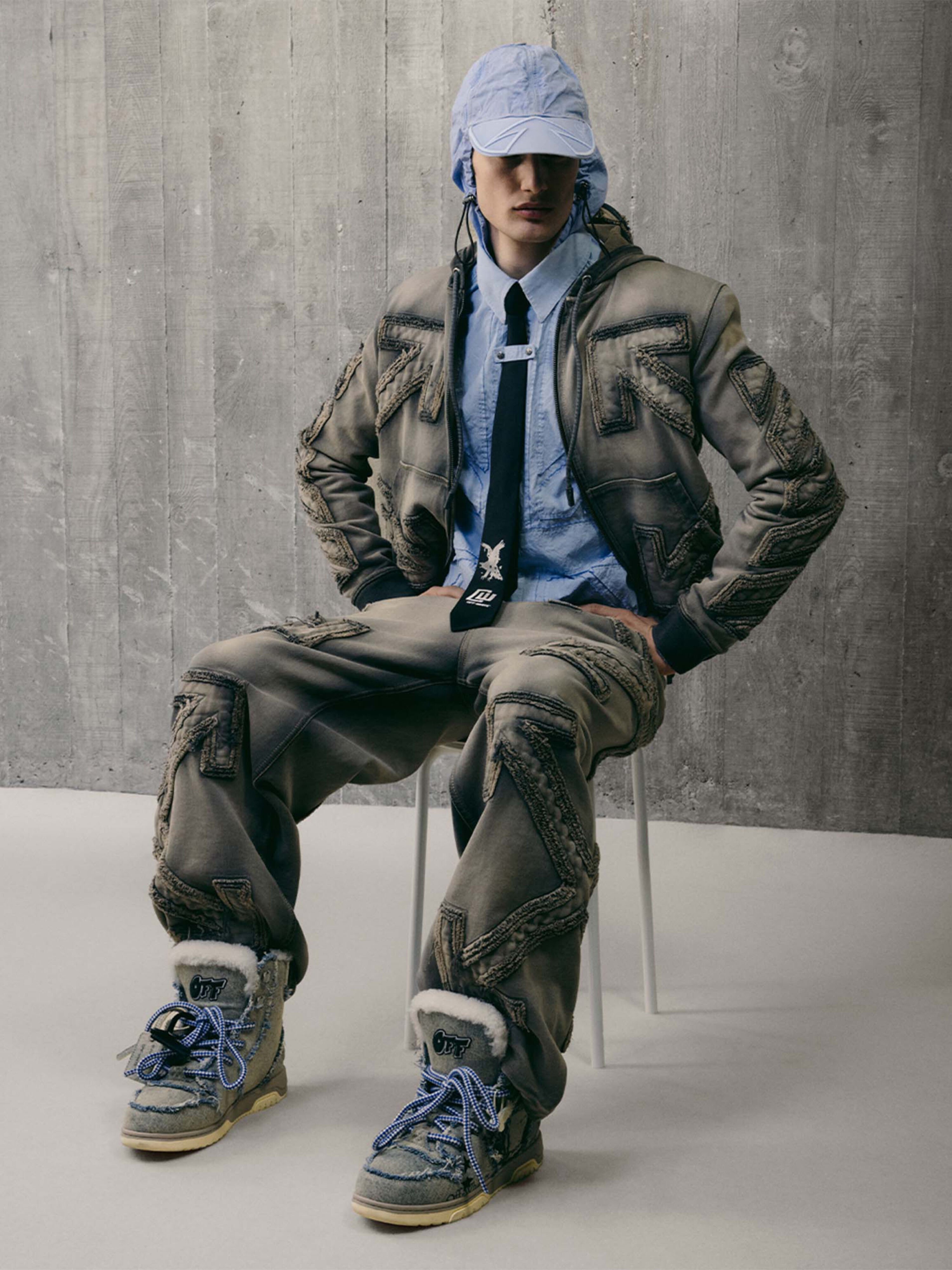 OFF WHITE Arrow Distr Den Jogger Pant BLACK TEAL - BLACK TEAL OMYB01DW25DEN002