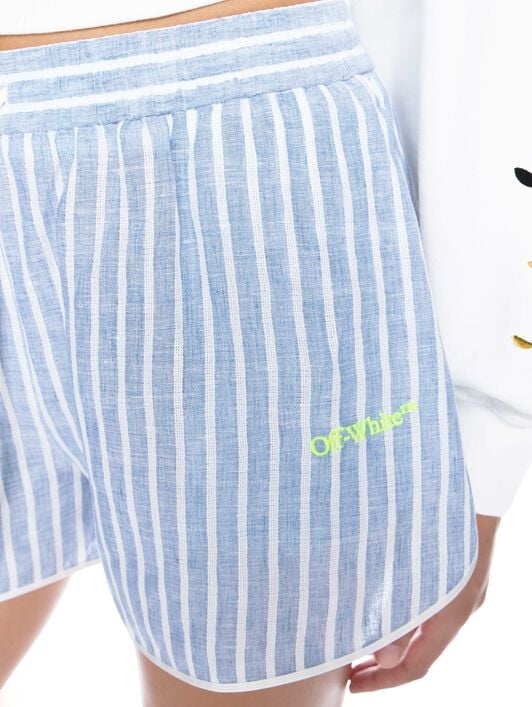 OFF WHITE Striped Drawstring Shorts LIGHT BLUE - WHITE OWCB05MT25FAB001