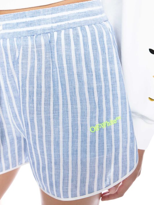 Striped Drawstring Shorts OFF WHITE Striped Drawstring Shorts LIGHT BLUE - WHITE OWCB05MT25FAB001