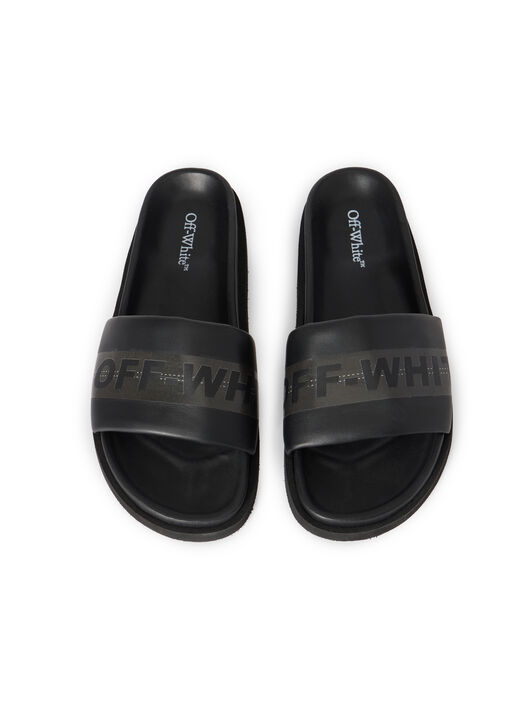 OFF WHITE Industrial Belt Slider Sandals BLACK - ANTHRACITE OMIC019S26LEA001