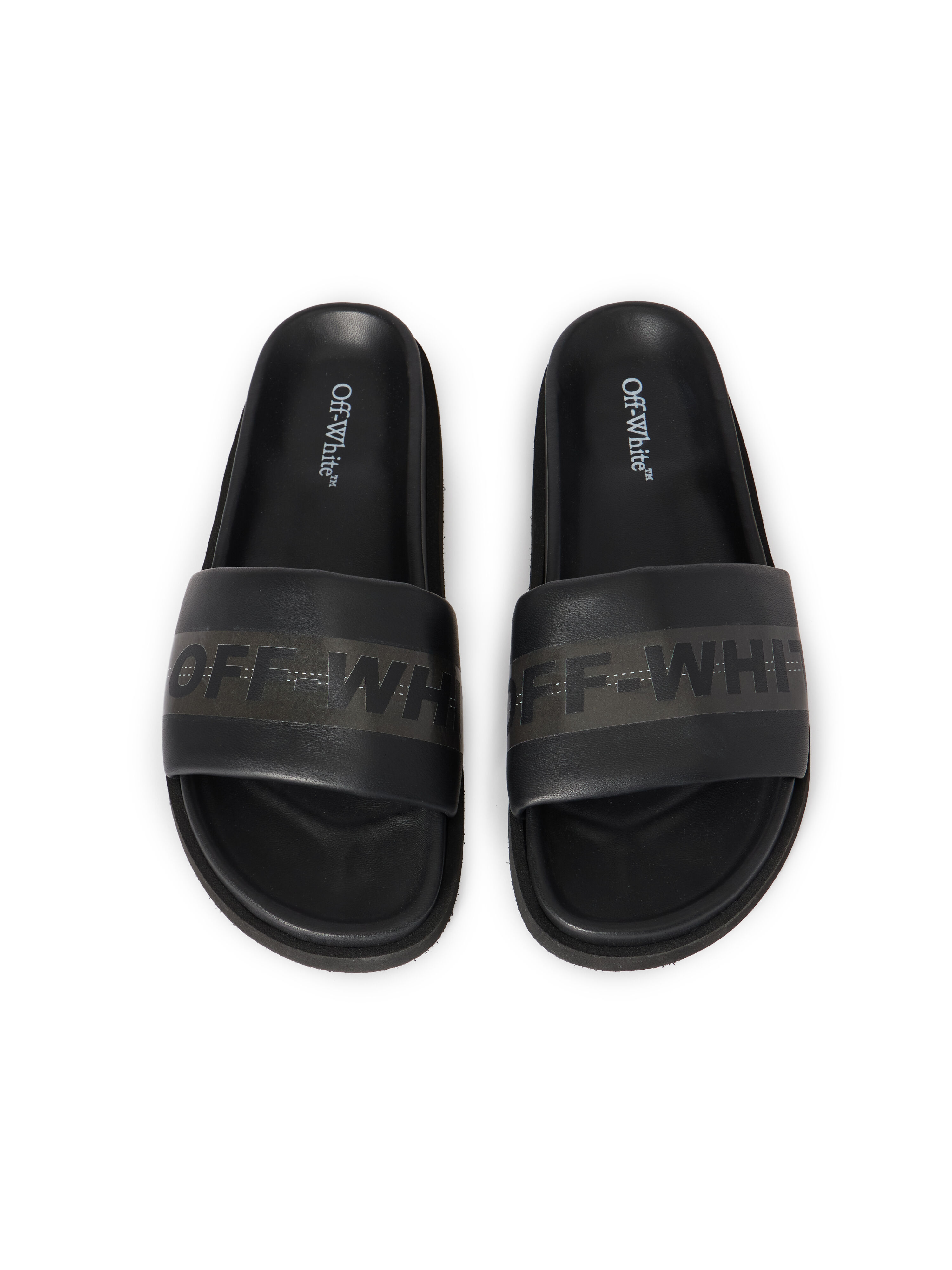 OFF WHITE Industrial Belt Slider Sandals BLACK - ANTHRACITE OMIC019S26LEA001