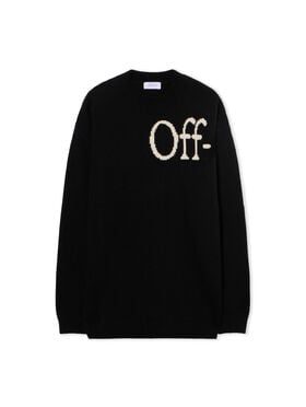 OFF WHITE Bookish Shared Knit Crewneck BLACK - CREAM OMHE20QF25KNI001