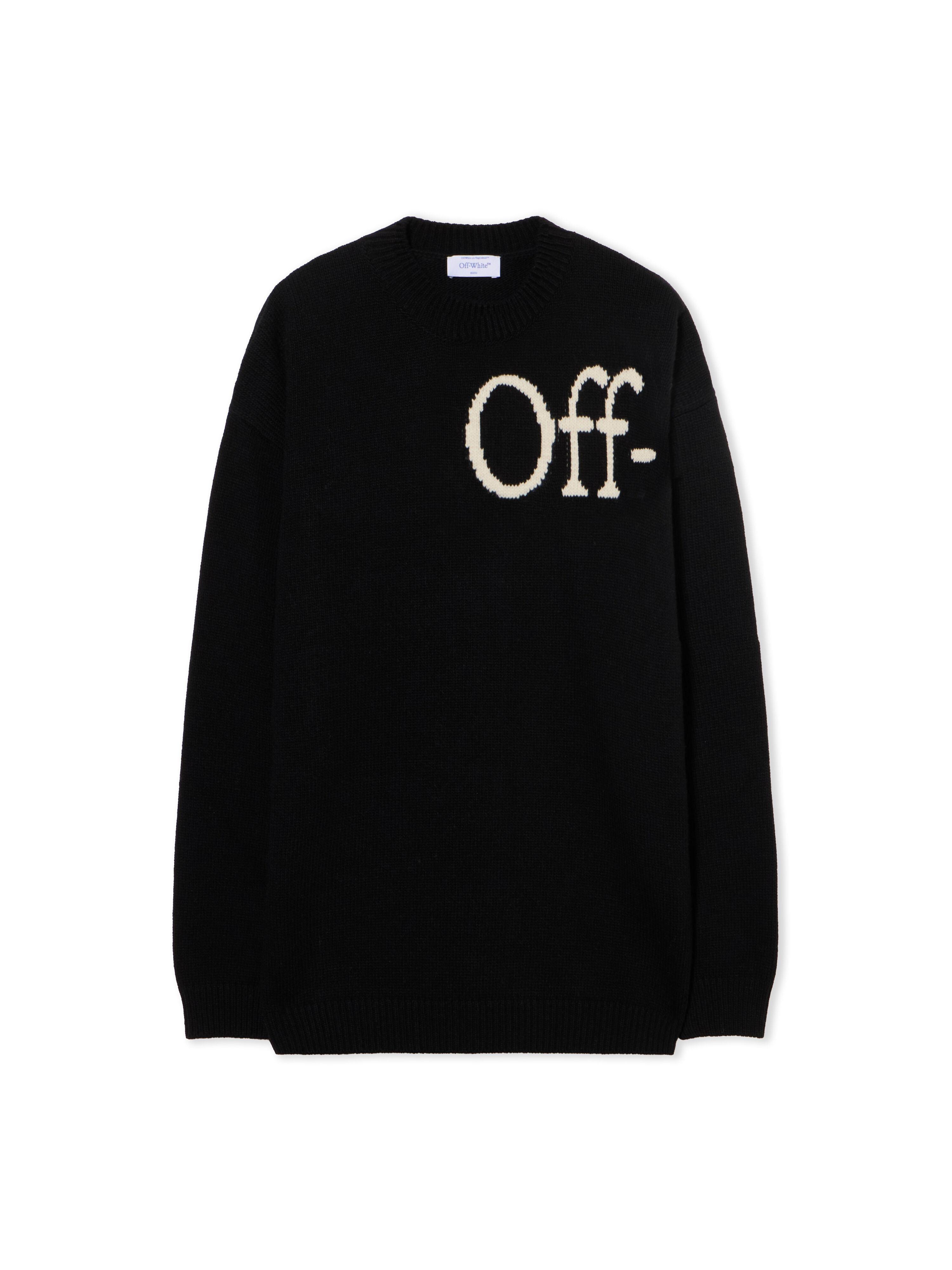 OFF WHITE Bookish Shared Knit Crewneck BLACK - CREAM OMHE20QF25KNI001