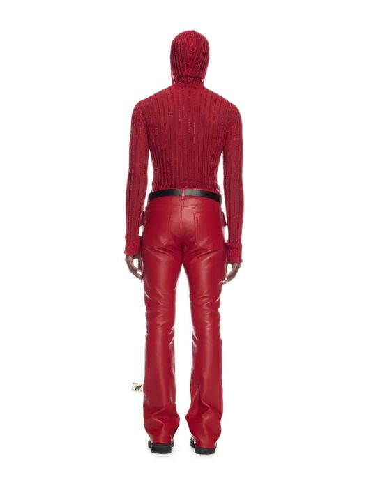 OFF WHITE Crystal Light Rib Knit Hoodie RED OMHU032Z25KNI001