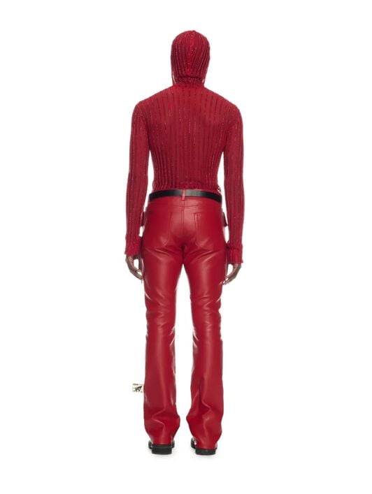 Crystal Light Rib Knit Hoodie OFF WHITE Crystal Light Rib Knit Hoodie RED OMHU032Z25KNI001
