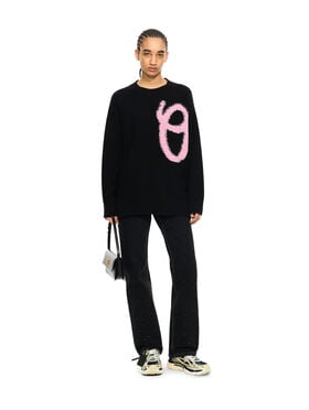 OFF WHITE Shared Fuzzy Knit Crewneck Black-Soft Pink 2HE10US26KNI001