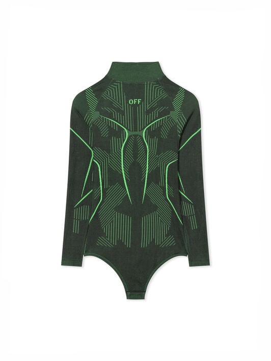 OFF WHITE Seamless Racing Bodysuit Black Kelly Green 2F800879T