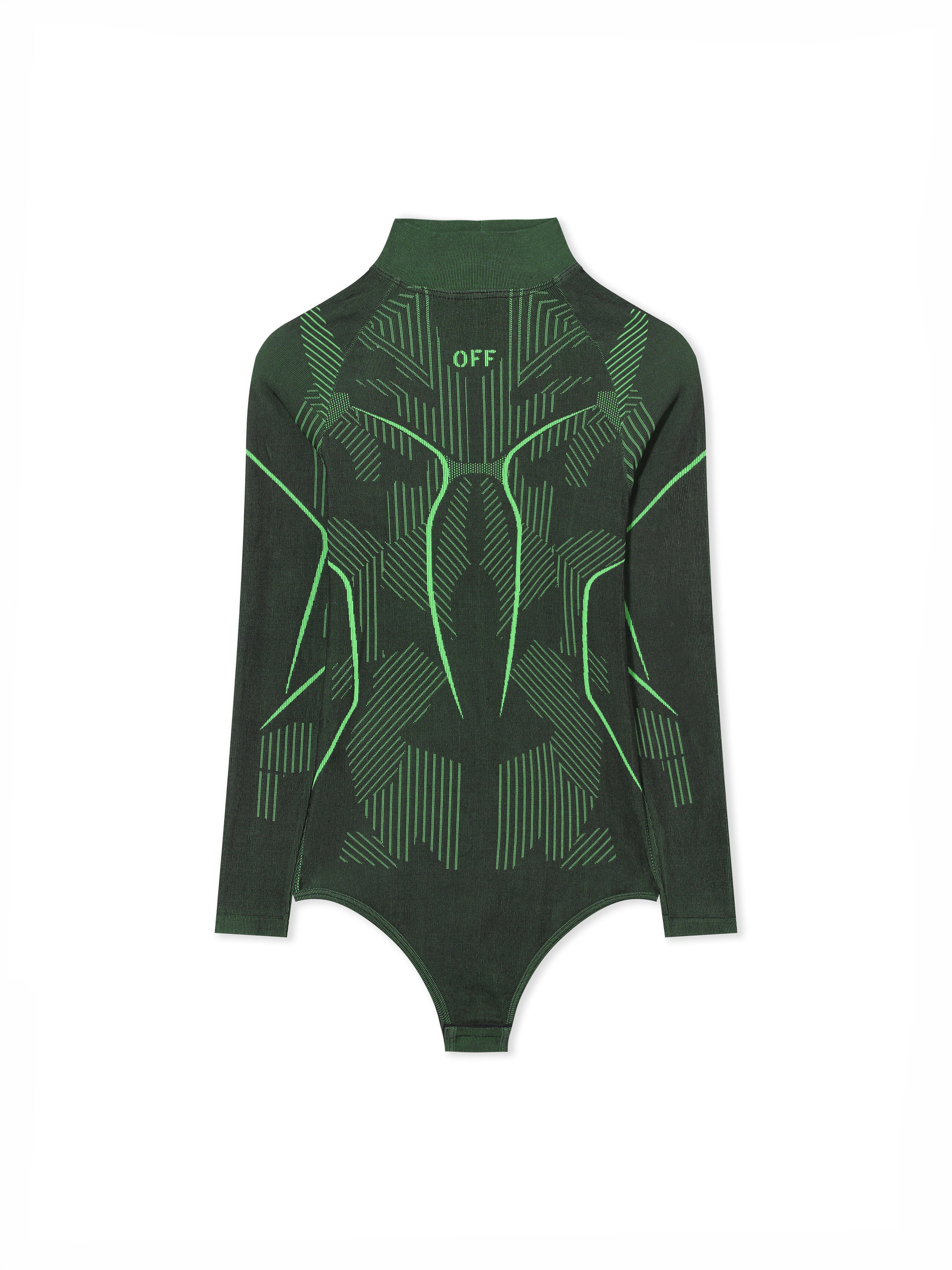 OFF WHITE Seamless Racing Bodysuit Black Kelly Green 2F800879T