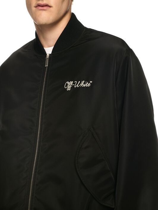 OFF WHITE Black Script Varsity Jacket BLACK OMEH05EC99FAB001