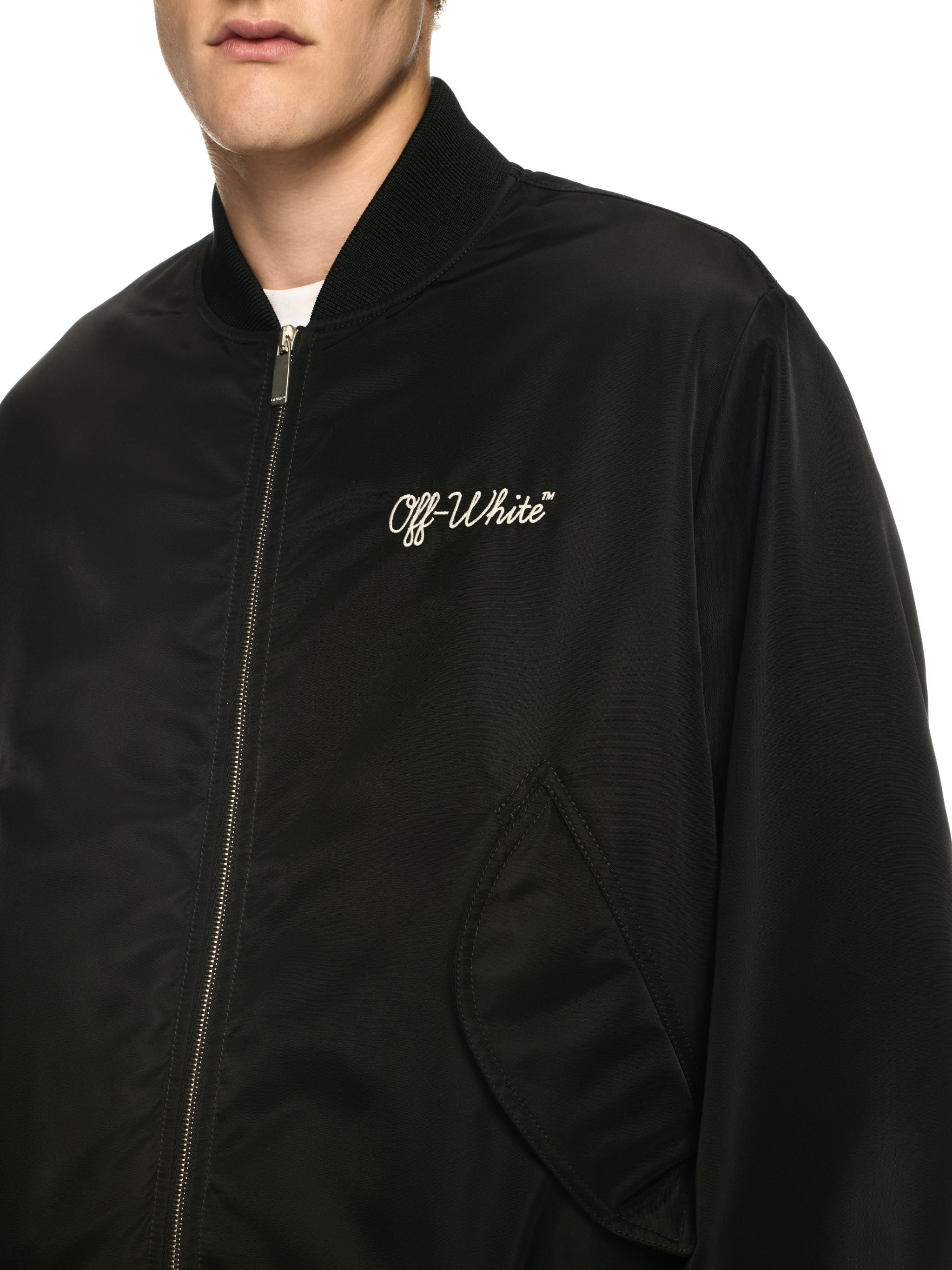OFF WHITE Black Script Varsity Jacket BLACK OMEH05EC99FAB001