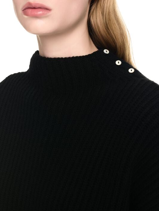 MERINO-WOLLE ROLLKRAGENPULLOVER MIT PFEILMUSTER OFF WHITE MERINO-WOLLE ROLLKRAGENPULLOVER MIT PFEILMUSTER SCHWARZ OWHF054F24KNI001