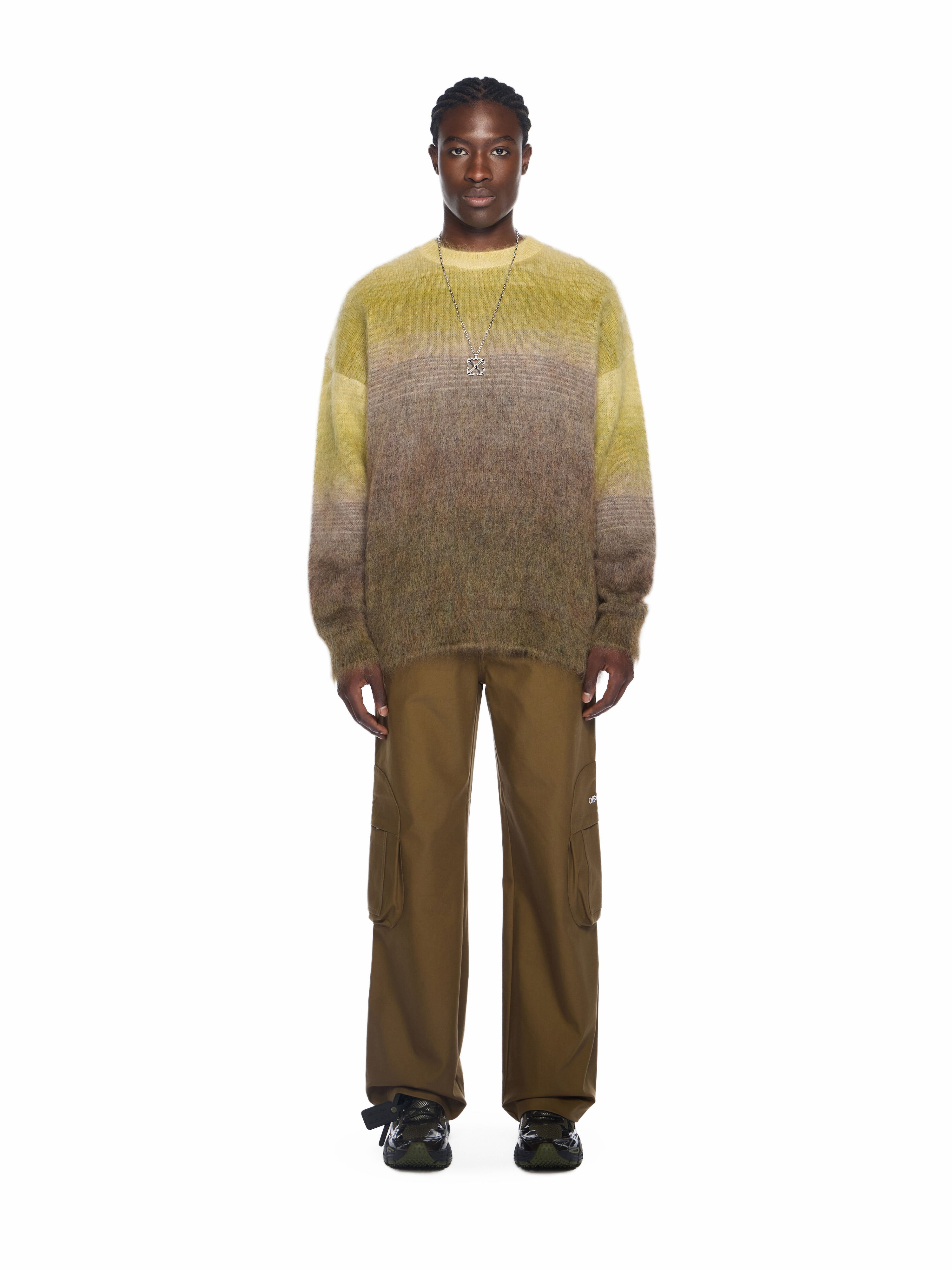 Mohair Arrow Gradient Crewneck Sweater OFF WHITE Mohair Arrow Gradient Crewneck Sweater GREEN MOSS - BEECH OMHE170F25KNI001