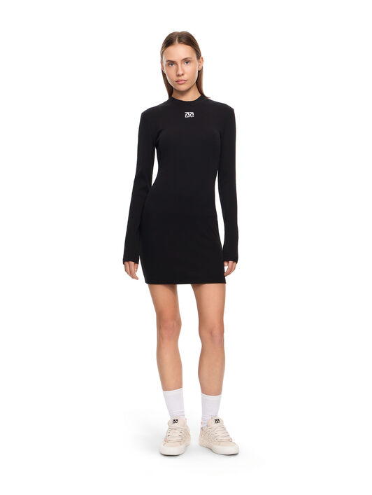 LAB L/AB Long-Sleeved Fitted Rib Dress Black Night LABF2639U00106T