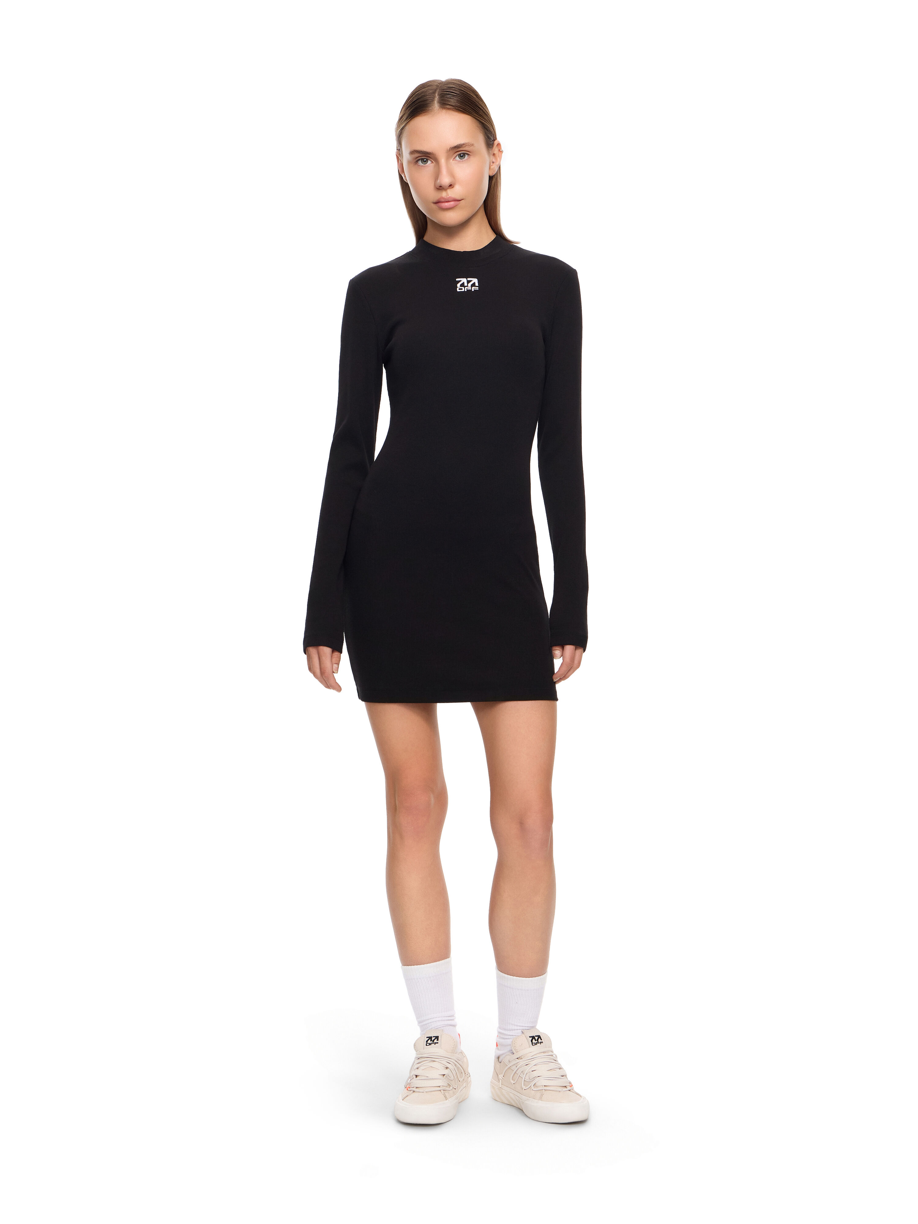 LAB L/AB Long-Sleeved Fitted Rib Dress Black Night LABF2639U00106T