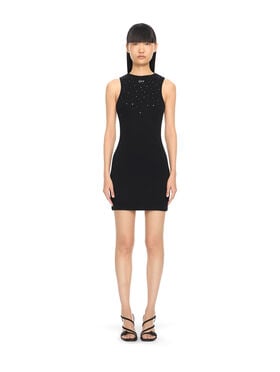 OFF WHITE OW X Swarovski Ribbed Rowing Dress BLACK 2DB463S26JER001