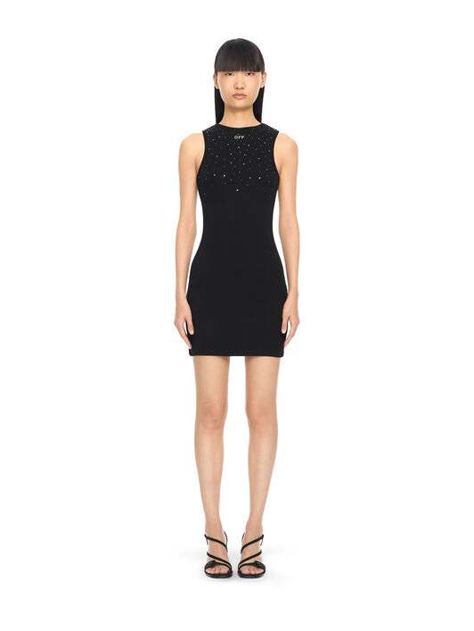 OFF WHITE OW X Swarovski Ribbed Rowing Dress BLACK 2DB463S26JER001