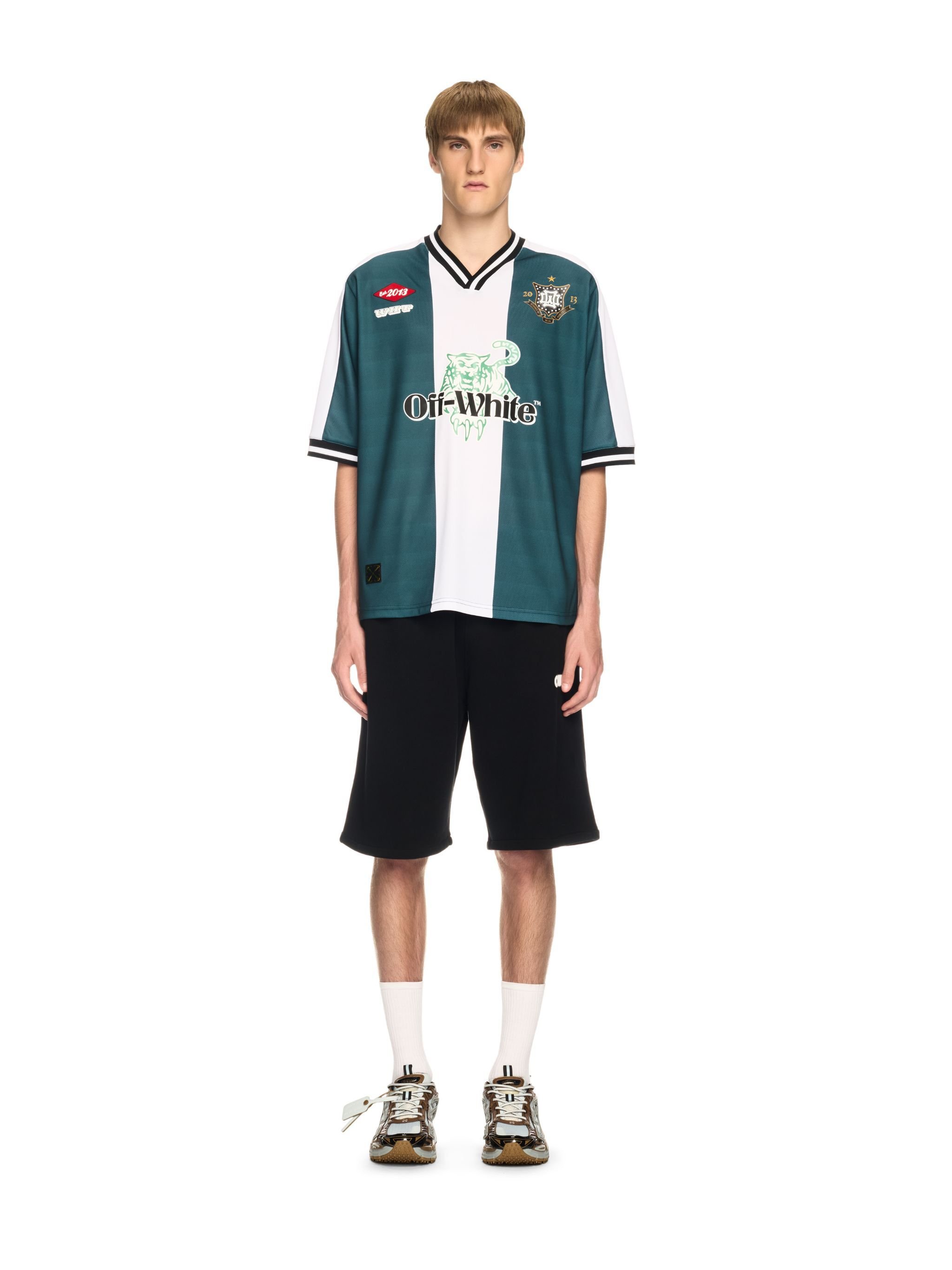 OFF WHITE Tiger 23 Soccer T-Shirt GREEN OMAD00AS25JER002