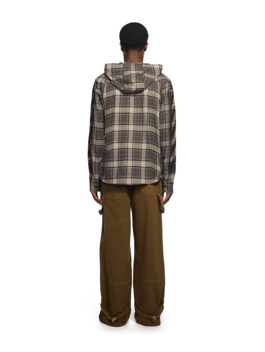 OFF WHITE Spray Diagonal Hooded Shirt DARK GREY - BLACK OMGE031F25FAB001