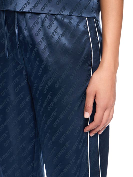 OFF WHITE Jacquard Satin Pajama Pants BLUE IRIS OWCA18ZF25FAB001